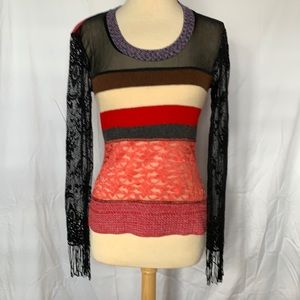 Custo Barcelona t shirt long sleeve lace size L NWT